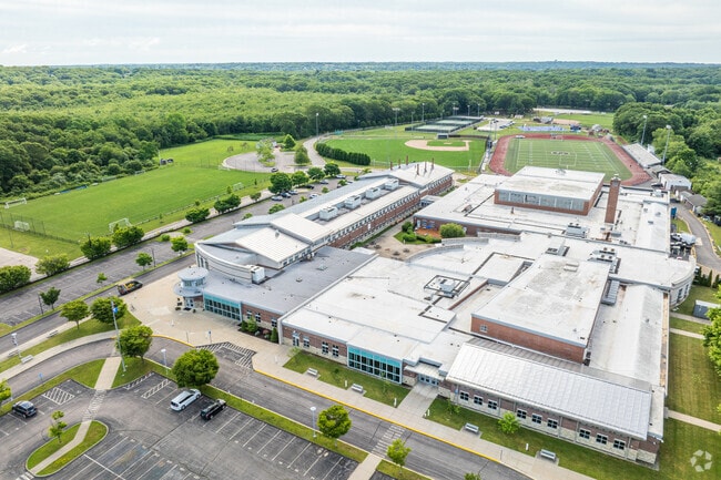 Stonington High School sits on a wide open campus with several athletic fields.