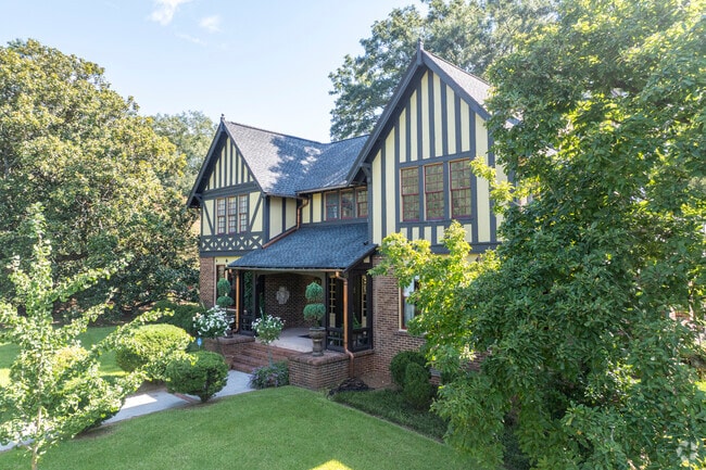 Macon’s Tudor Revival homes showcase distinctive brickwork and decorative half-timbering.