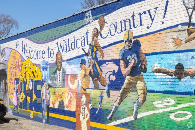 Rum Village has tons of pride for the Riley High Wildcats, which can be seen all over.