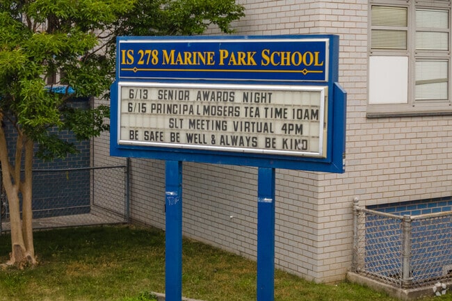 J.H.S. 278 Marine Park serves sixth through eighth grades and gets an A-minus from Niche.