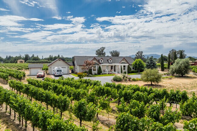Ranch style homes that are surrounded by vineyards are ubiquitous in Von Uhlit Ranch.