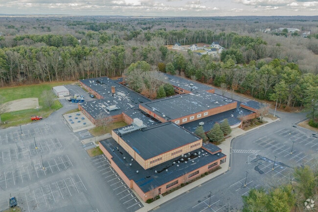 The tiered design of Seekonk High School gives its sprawling footprint some height.