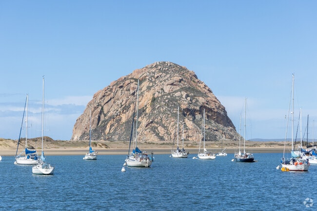 Visitors are drawn to Morro Bay for the large volcanic rock known as Morro Rock.