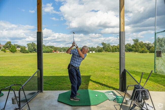 Golf enthusiasts enjoy practicing their swing at courses around Post Franklin