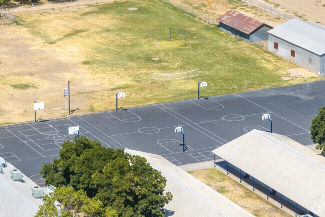 The basketball courts at Lone Star Elementary School in Fresno County.