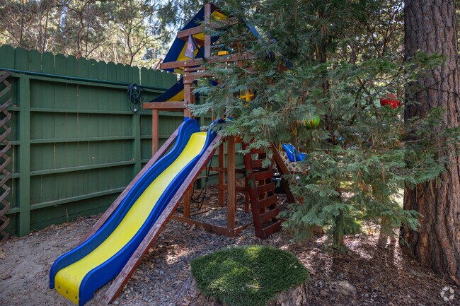 Children have fun on the slide at Idyllwild Montessori School.