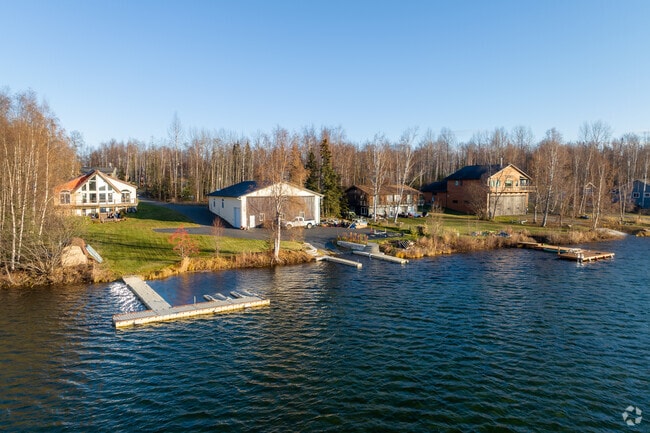 A row of lakefront homes on Seymour Lake, one of Meadow Lakes' 12 lakes.