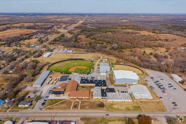 Here is an aerial view of the Meeker High School