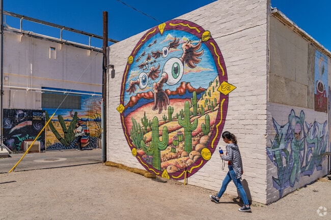 Colorful murals reflect Ajo's artistic identity, blending desert motifs with vibrant cultural expression.