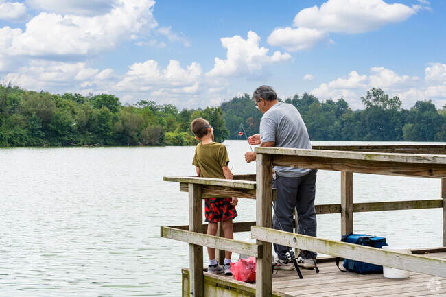 This grandfather and grandson go fishing for first time at Speedwell Forge Lake in Lexington.