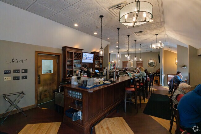 The interior bar area at Restaurant 45 in West Medway boasts a stylish ambiance.