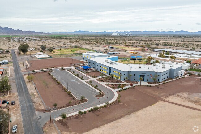 A bird's eye view of Gila Bend Elementary School in Gila Bend.