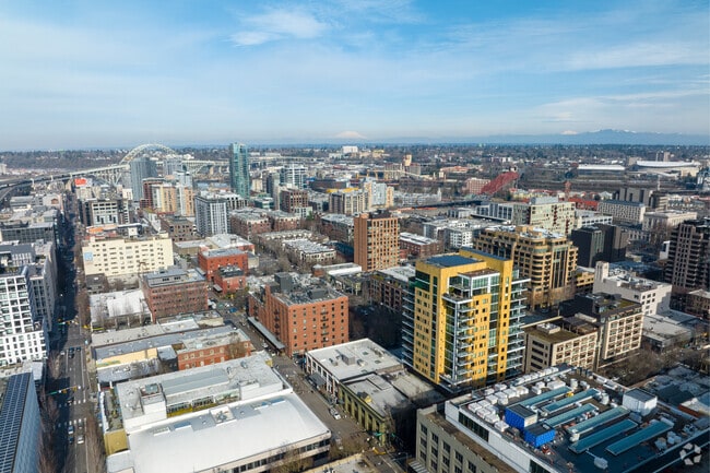 Pearl District, Portland, Oregon shot of the city with lots of commercial and residential.