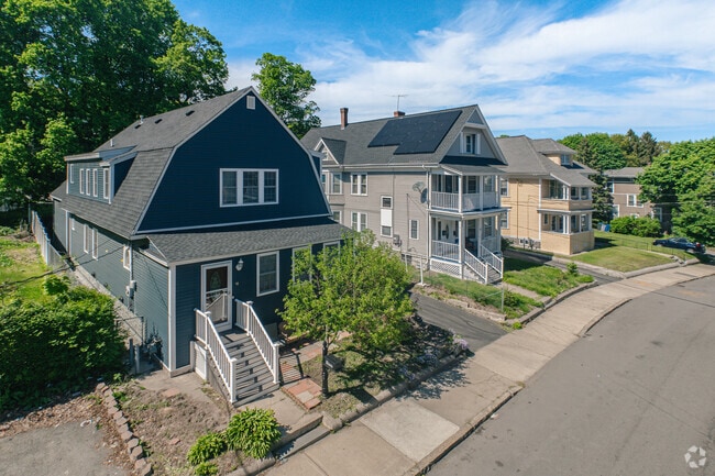 Various types of homes line the residential streets of Prospect Hill-Back Bay.