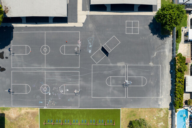 Look down view at the side yard at Corey Elementary School in Buena Park, Ca.
