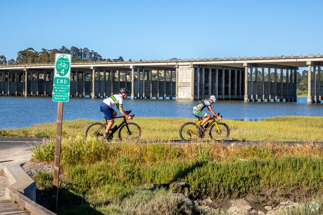 Bikers can use the Mill Valley-Sausalito Bike Trail, which runs by the bayside face of Almonte.