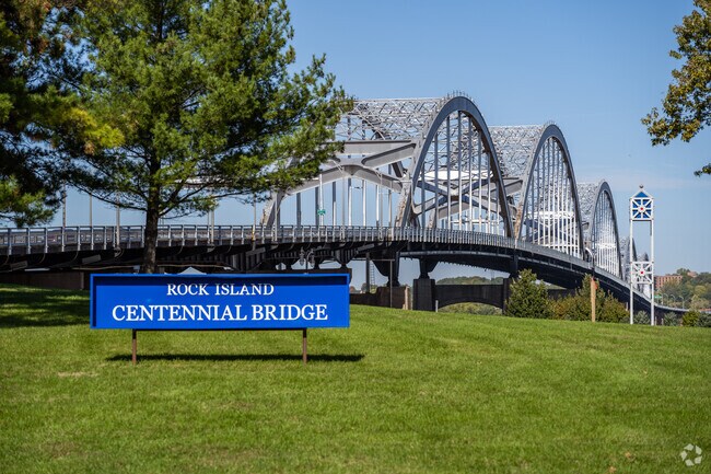 Centennial Bridge connects Downtown Rock Island to Davenport, Iowa.
