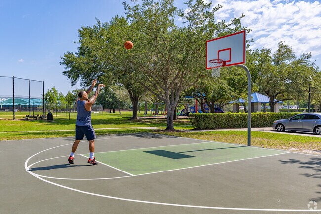 Play a game, or hone your individual skills at the basketball courts at Freedom Park.