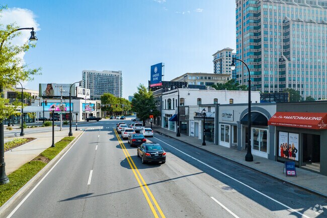 The Buckhead Village District features fashion shops and restaurants.