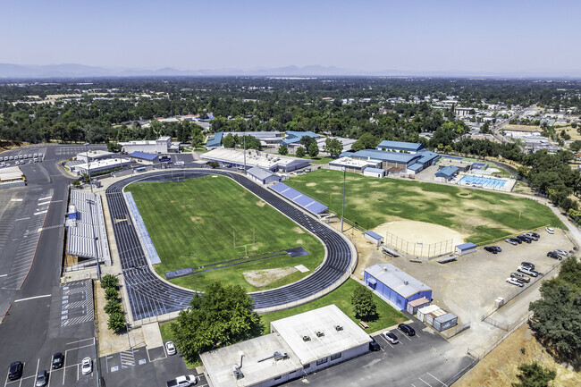 Anderson High School offers a sprawling campus when viewed from above.