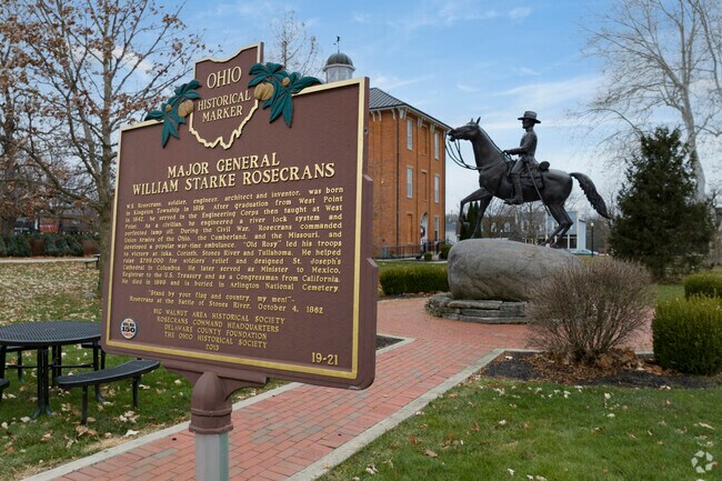 A picturesque square lies at the center of the old downtown in Sunbury.