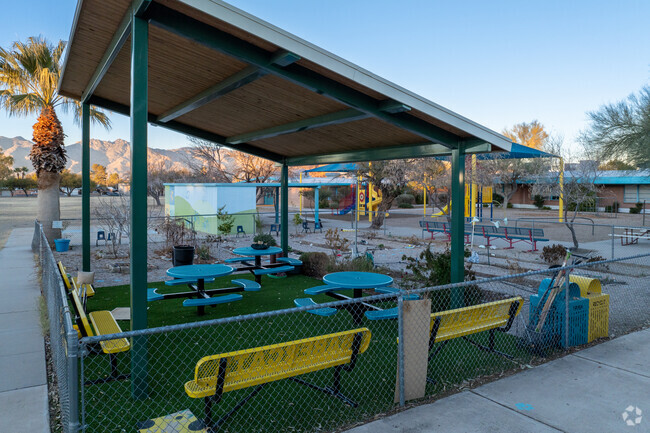 Student can enjoy a shaded ramada at W Arthur Sewell Elementary School.