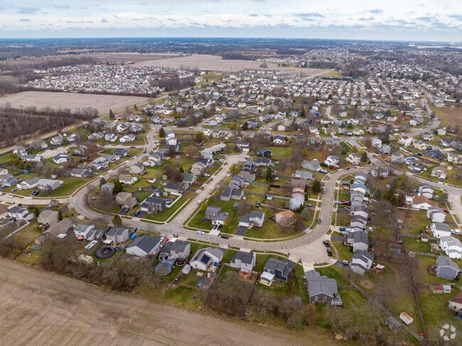 An overhead view showing a portion of the Galloway community