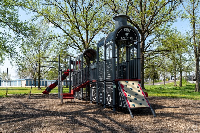 Kids love the train themed playground at Hardin Park in Mexico.