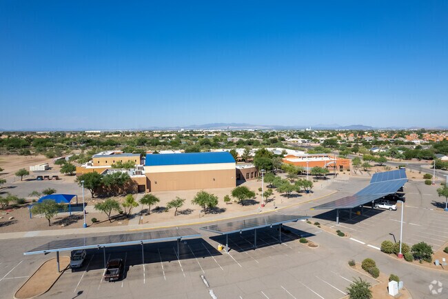Solar panels provide shade and energy efficiency at Desert Sky Middle School.