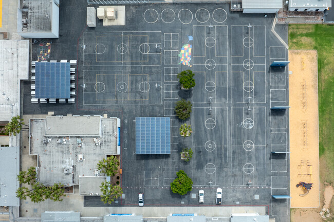 Asphalt play area at the Rea Elementary School.
