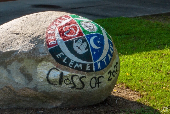 View of the Barwell Road Elementary School spirit rock in Southeast Raleigh, NC.