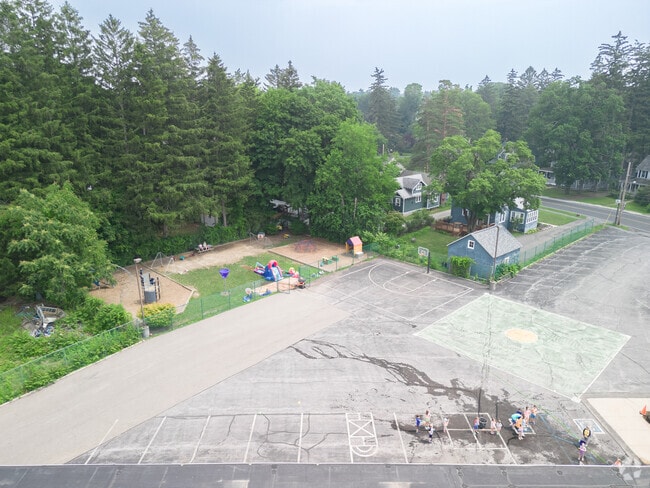 St. Thomas the Apostle School features a playground for students.