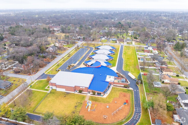 Ernest R Elliot Elementary School has a large campus with lots of outdoor space.