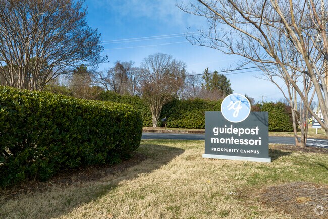 Guidepost Montessori School campus entrance and sign.