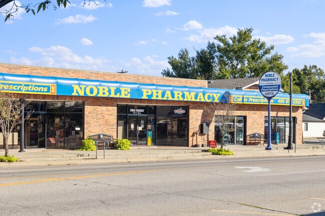 Noble Pharmacy and Gift Shop is the most central and convenient store in town.