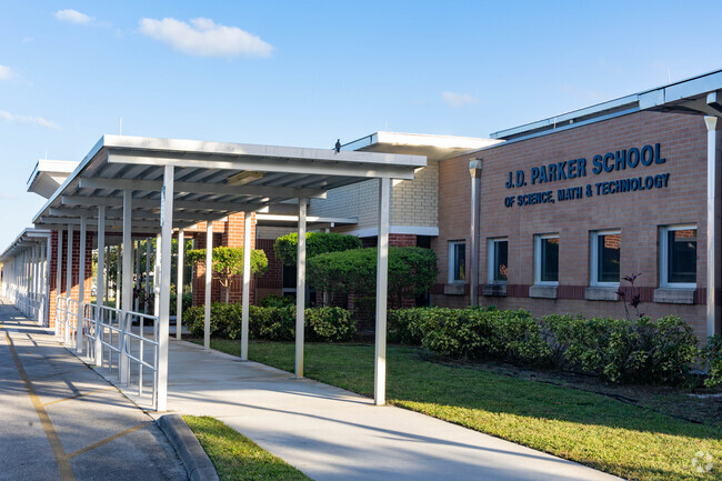JD Parker school of technology walkway to main entrance.