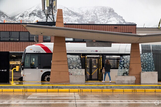 A woman enters Trax at a stop in Franklin.