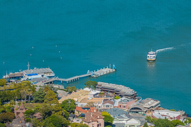 A Ferry Coming in to Dock at the Sausalito Ferry Building