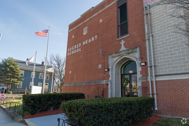 Side view of Sacred Heart School in East Providence, Rhode Island.