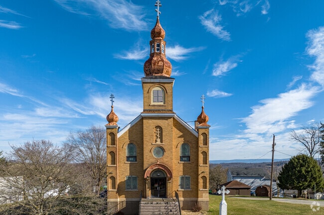 An old historic church under renovations in the neighborhood of Masontown.