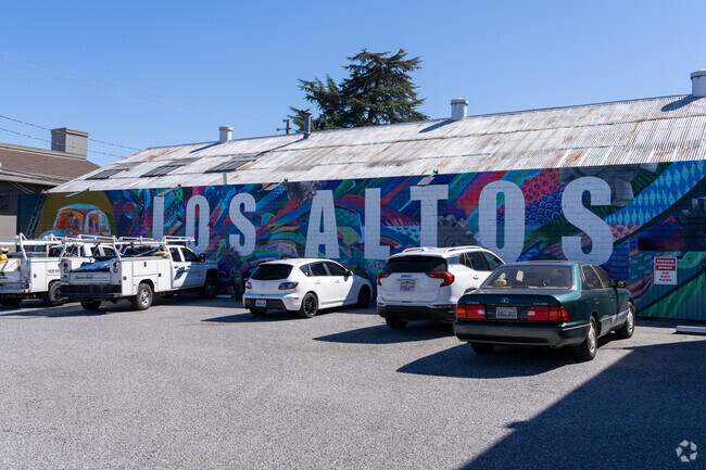 This vibrant mural in downtown Los Altos near Los Altos Hills adds color to the urban landscape.