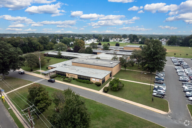 Aerial view of Albert E Grice Middle School serving many neighborhoods in the Trenton area.