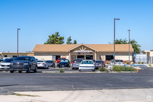 A view of the Chaparral High School buildings from the street.