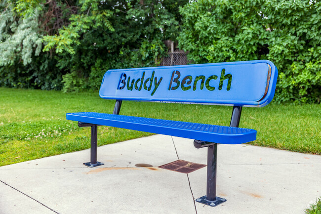 Stevens Elementary School's popular buddy bench on the school grounds.