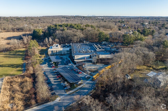 An aerial overview of the Jonas Clarke Middle School in Lexington, MA.