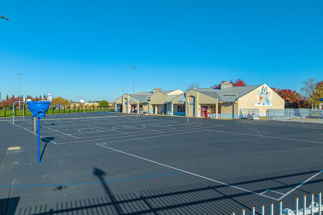 Kids love to play games on the asphalt of Thomas Jefferson Elementary School.