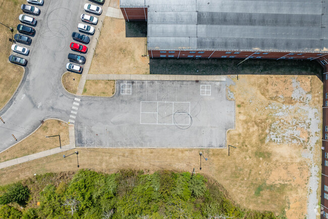 Thurgood Marshall Middle School students have an area to play four-square at recess.