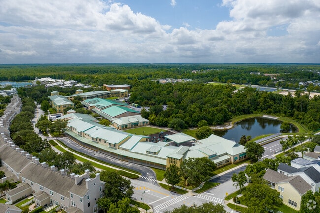 Aerial view of Celebration School in Celebration Florida.