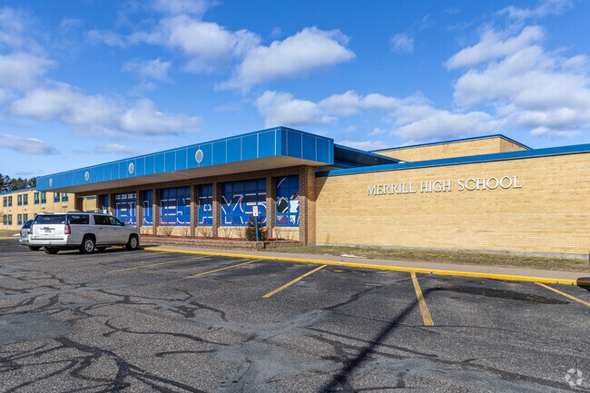 Merrill High School is a public school with about 803 students in grades 9-12.