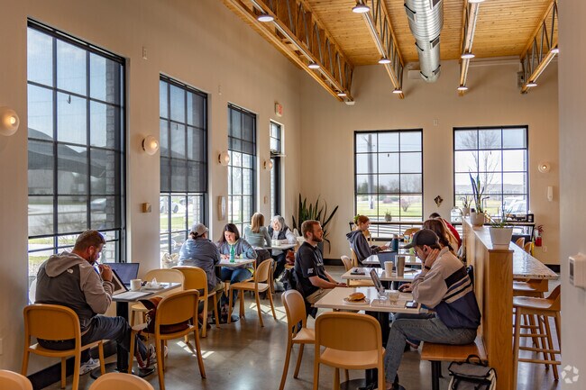 Northridge Heights residents can begin their day at nearby Burgie's Coffee.